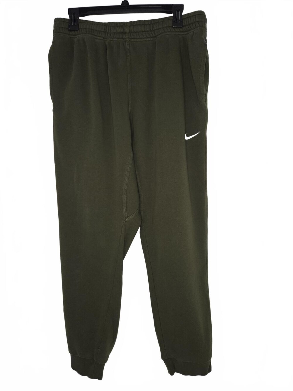 Nike Olive Green Sweatpants with Elastic Waistband and Cuffs